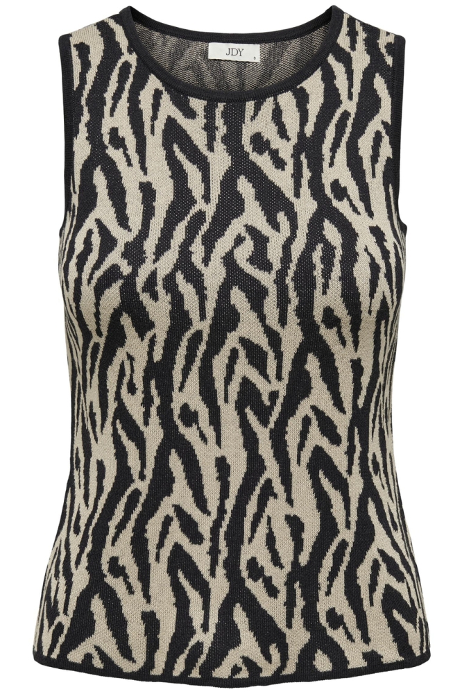 JDYMARBLE S/L O-NECK JACQ TOP KNT 15328325 BLACK/TAPIOCA